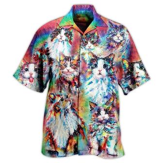 Cat Hawaiian Shirt For Summer, Cat Baby Angel, Best Colorful Cool Cat Hawaiian Shirts Outfit For Men Women, Friend, Team, Cat Lovers - Seseable