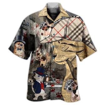 Cat Hawaiian Shirt For Summer, Cat Detective, Best Colorful Cat Hawaiian Shirts Outfit For Men Women, Friend, Cat Lovers - Seseable