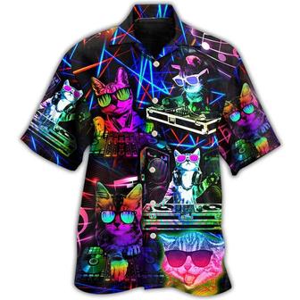 Cat Hawaiian Shirt For Summer, Cat DJ Colorful Cool Cat Hawaiian Shirts Outfit For Men Women, Gift For Friend, Team, Cat Lovers - Seseable