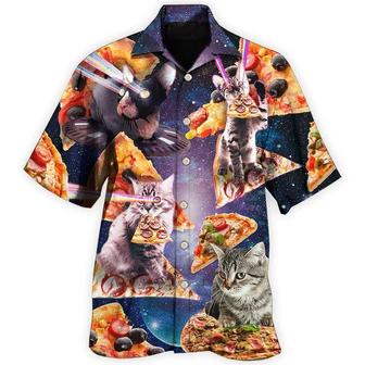 Cat Hawaiian Shirt For Summer, Cat Galaxy Pizza Sky Aloha Shirts - Best Colorful Cool Cat Hawaiian Shirts Outfit For Men Women, Friend, Team, Cat Lovers - Seseable