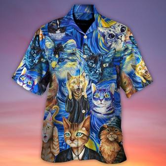 Cat Hawaiian Shirt For Summer, Cat Painting Art Style Aloha Shirt - Colorful Cool Cat Hawaiian Shirts Outfit For Men Women, Cat Lovers - Seseable