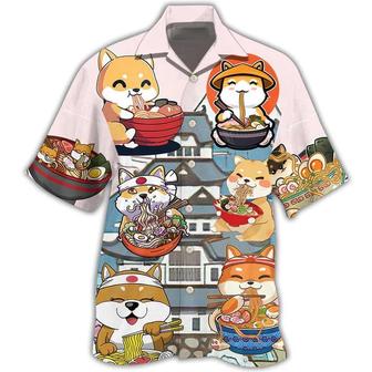 Cat Hawaiian Shirt For Summer, Cat Ramen Lovely Style Aloha Shirts - Best Colorful Cool Cat Hawaiian Shirts For Men Women, Friend, Team, Cat Lovers - Seseable