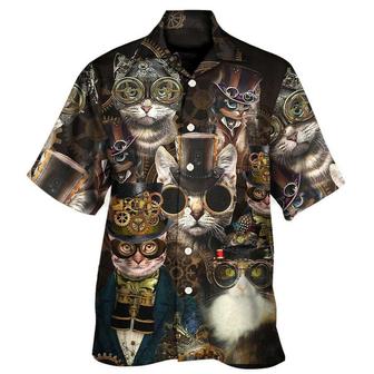 Cat Hawaiian Shirt For Summer, Cat Steampunk Art Machines Aloha Shirts - Best Colorful Cool Cat Hawaiian Shirts For Men Women, Friend, Cat Lovers - Seseable