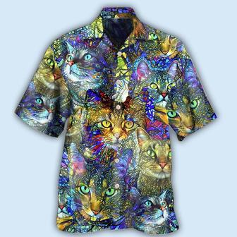 Cat Hawaiian Shirt For Summer, Cat Tabby Cat Lover Art, Colorful Cool Cat Hawaiian Shirts Outfit For Men Women, Gift For Friend, Cat Lovers - Seseable
