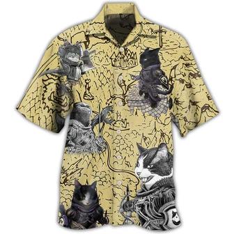 Cat Hawaiian Shirt For Summer, Cat Warrior Strong Aloha Shirts, Best Colorful Cool Cat Hawaiian Shirts Outfit For Men Women, Friend, Team, Cat Lovers - Seseable
