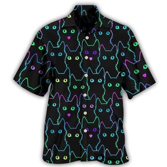 Cat Hawaiian Shirt For Summer, Colorful Cool Cat Hawaiian Shirts Outfit For Men Women, Gift For Friend, Team, Cat Lovers - Seseable