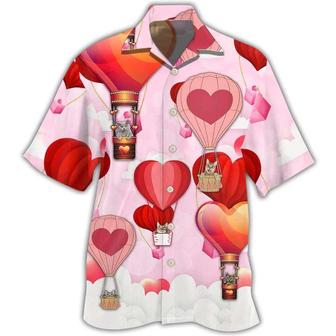 Cat Hawaiian Shirt For Summer, Valentine Gift Play With Air Balloon Cat Hawaiian Shirts Outfit For Men Women, Friend, Cat Lovers - Seseable