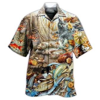 Cat Hawaiian Shirts For Summer, Cat Fish Delicious Meal Aloha Shirts, Best Cool Cat Hawaiian Shirts Outfit For Men Women, Friend, Team, Cat Lovers | Favorety
