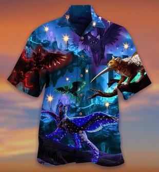 Cat Hawaiian Shirts For Summer, Cat Fly Love Dark Aloha Shirts, Best Colorful Cat Hawaiian Shirts Outfit For Men Women, Friend, Team, Cat Lovers - Seseable