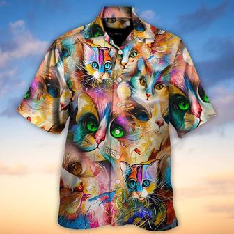 Cat Hawaiian Shirts For Summer, Cat Funny Art Colorful Mixer Style - Best Gift For Men Women, Friend, Cat Lovers | Seseable CA