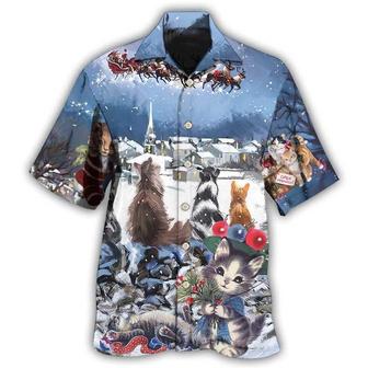 Cat Hawaiian Shirts For Summer, Cat Hope Christmas Night Aloha Shirts, Best Colorful Cool Cat Hawaiian Shirts Outfit For Men Women, Friend, Team, Cat Lovers - Seseable