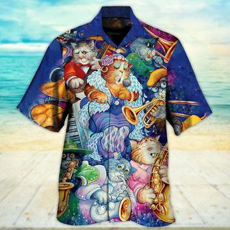 Cat Hawaiian Shirts For Summer, Cat Jazz Music Funny Aloha Shirts, Best Colorful Cool Cat Hawaiian Shirts Outfit For Men Women, Friend, Team, Cat Lovers - Seseable