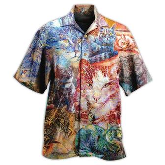 Cat Hawaiian Shirts For Summer, Cat Sleeping Blur Aloha Shirts, Best Colorful Cool Cat Hawaiian Shirts Outfit For Men Women, Friend, Team, Cat Lovers - Seseable