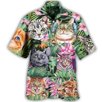 Cat Hawaiian Shirts For Summer, Cat Tropical Floral Aloha Shirts - Best Colorful Cool Cat Hawaiian Shirts Outfit For Men Women, Friend, Team, Cat Lovers - Seseable