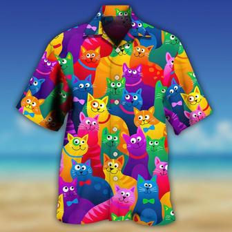 Cat Hawaiian Shirts For Summer, Colorful Cat Style Hawaiian Shirts - Perfect Gift For Men Women, Friend, Team, Cat Lovers - Seseable