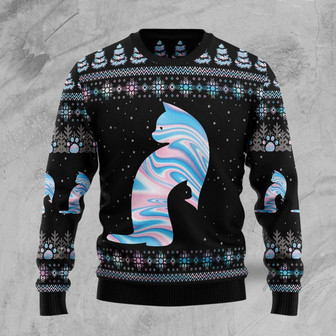 Cat Hologram Funny Family Christmas Holiday Ugly Sweater - Thegiftio UK