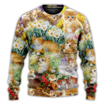 Cat Kitty Lover Art Ugly Christmas Sweaters - Thegiftio UK