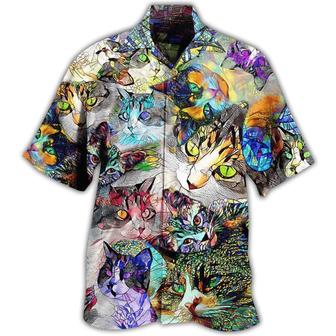 Cat Lover Aloha Shirt, Cat Amazing Stained Glass Hawaiian Shirt For Men And Women, Perfect Gifts For Cat Mom, Cat Dad, Friends, Family - Seseable
