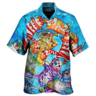 Cat Lover Aloha Shirt - Cat And Fish Funny Together Hawaiian Shirt For Men And Women, Perfect Gifts For Cat Mom, Cat Dad, Friends, Family | Seseable CA