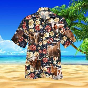 Cattle Aloha Hawaiian Shirt - Texas Longhorn Cattle Hawaiian Shirt, Tropical Flower Hawaiian Shirt For Men & Women, Cattle Lover, Fammer | Favorety AU