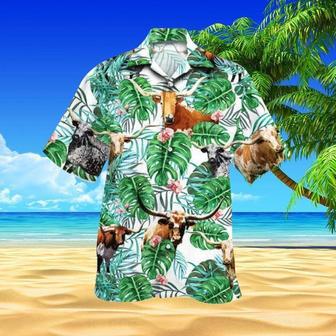 Cattle Aloha Hawaiian Shirt - Texas Longhorn Cattle Hawaiian Shirt, Tropical trees Hawaiian Shirt For Men & Women, Cattle Lover, Fammer | Favorety AU