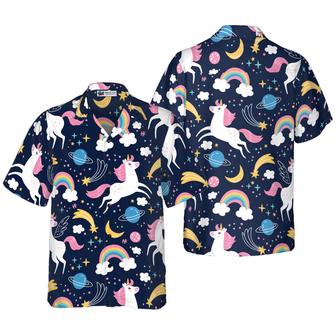 Cheerful Unicorn Hawaiian Shirt, Colorful Summer Aloha Shirts For Men Women, Perfect Gift For Husband, Wife, Boyfriend, Friend - Seseable