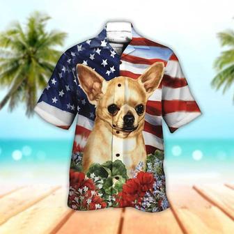 Chihuahua Aloha Hawaiian Shirts For Summer, Patriotic Chihuahua Fourth Of July American Flag Hawaiian Shirt For Men Women, Gift For Dog Lovers - Seseable