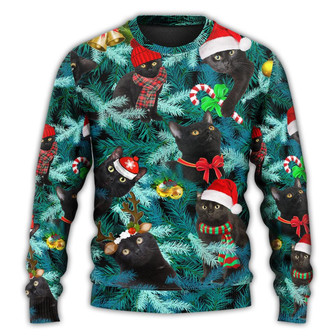 Christmas Black Cat Is It Jolly Enough Black Cat Ugly Sweaters - Thegiftio UK