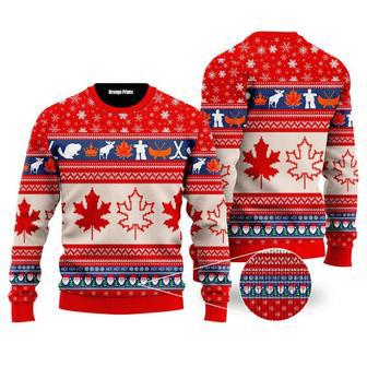 Christmas Canada Maple Leaf Ugly Christmas Sweater For Men & Women | Favorety