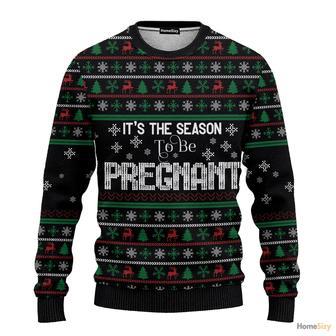 Christmas Is The Season To Be Pregnant Pattern Ugly Sweater | Favorety CA