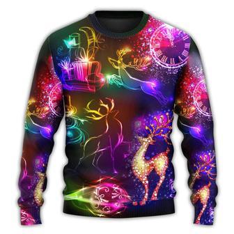 Christmas Reindeer Neon Light Bright Ugly Christmas Sweaters | Favorety