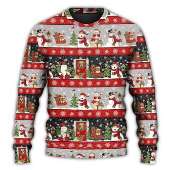 Christmas Santa Claus And Snowman Happy Xmas Ugly Christmas Sweaters | Favorety AU