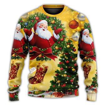 Christmas Tree Yellow Santa Claus Ugly Christmas Sweaters | Favorety CA