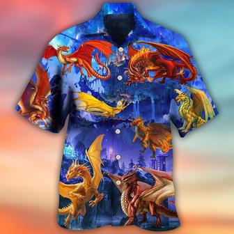 Colorful Dragon Aloha Hawaiian Shirt For Summer, Dragon Fantasy Style Hawaiian Shirts Outfit For Men Women, Dragon Lovers | Favorety CA