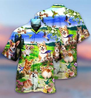 Corgi Aloha Hawaii Shirt - Corgi Dogs Love Blue Sky Hawaiian Shirt For Summer - Perfect Gift For Dog Lovers, Friend, Family - Seseable