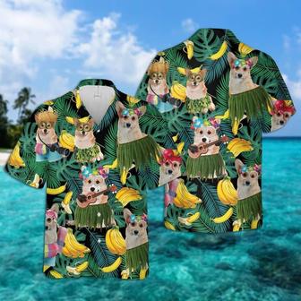 Corgi Hawaiian Shirt, Tropical Summer Leaves Hawaiian Shirt For Men - Perfect Gift For Corgi Lovers, Husband, Boyfriend, Friend, Family - Seseable