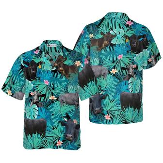 Cow Hawaiian Shirt, Tropical Black Cow Summer Vacation Aloha Shirt For Men Women - Perfect Gift For Cow Lovers, Husband, Boyfriend, Friend, Family - Seseable