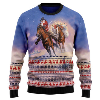 Cowboy Santa Claus Ugly Christmas Sweater - Thegiftio UK