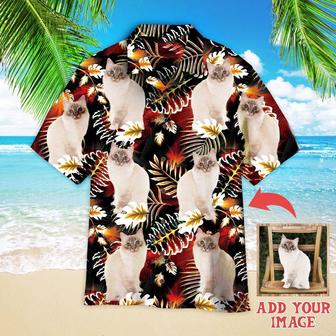 Custom Cat Photo On Vintage Exotic Tropical Custom Hawaiian Shirt, Personalized Hawaiian Shirts - Perfect Gift For Cat Lovers, Family, Friends - Seseable