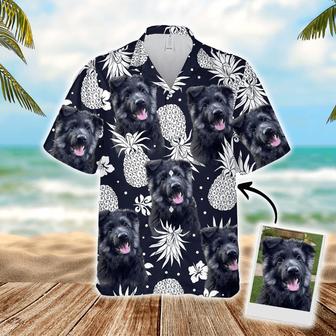 Custom Dog Face Hawaiian Shirt - Pineapple Pattern Dark Navy Color Aloha Hawaiian Shirt- Personalized Hawaiian Shirt For Men & Women, Pet Lovers - Seseable
