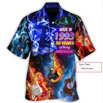 Custom Guitar Neon Style Aloha Hawaiian Shirt For Summer, Music Is My Life Made In 1993 Hawaiian Shirts Outfit For Men Women, Music Guitar Lovers - Seseable