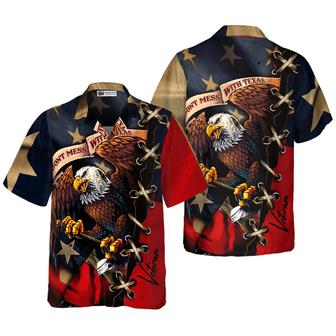 Texas Flag Eagle Custom Name Hawaiian Shirt, Personalized Name Don't Mess With Texas, Proud Texas, Summer Aloha Shirt Perfect Gift For Men Women - Seseable