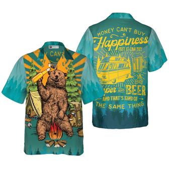 Camping Hawaiian Shirt, Bear Drink Beer, Money Can't Buy Camper And Beer, Colorful Summer Aloha Shirt For Men Women, Perfect Gift For Friend, Team - Seseable