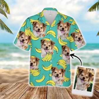 Custom Hawaiian Shirt With Pet Face - Banana Pattern Mint Color, Custom Dog & Cat Aloha Shirt- Personalized Hawaiian Shirt For Men & Women, Pet Lovers - Seseable