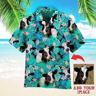 Custom Photo Cow Tropical Custom Hawaiian Shirt, Personalized Hawaiian Shirts - Perfect Gift For Animal Lovers, Family, Friends - Seseable