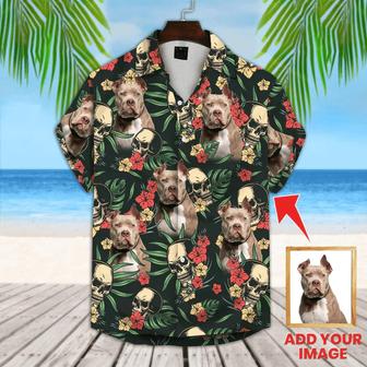 Custom Photo Dog Floral Summer With Palm Trees Pattern Hawaiian Shirt, Personalized Hawaiian Shirts - Perfect Gift For Dog Lovers, Family, Friends - Seseable