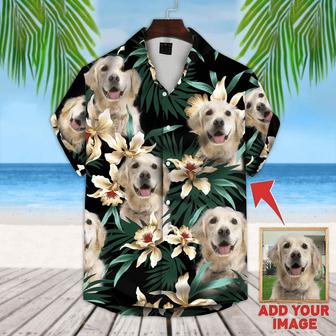 Custom Photo Dog Flowers Pattern Hawaiian Shirt, Custom Photo Hawaiian Shirt, Personalized Hawaiian Shirts - Seseable