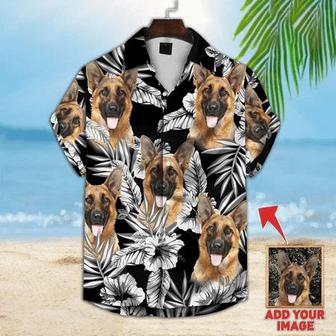 Custom Photo German Shepherd Flower Hawaiian Shirt, Personalized Hawaiian Shirts - Perfect Gift For Dog Lovers, Family, Friends - Seseable