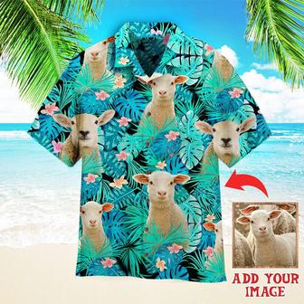 Custom Photo Sheep Tropical Custom Hawaiian Shirt, Personalized Hawaiian Shirts - Perfect Gift For Animal Lovers, Friends, Family - Seseable