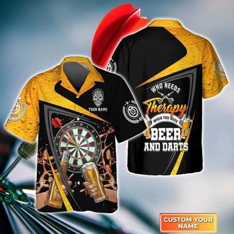 Customized Darts Hawaiian Shirt, Beer And Darts, Personalized Name Hawaiian Shirt For Men - Perfect Gift For Darts Lovers, Darts Players - Seseable